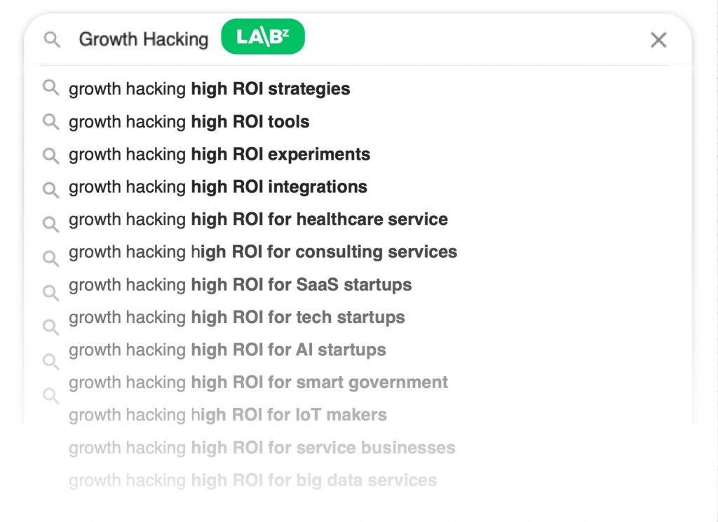 Growth Hacks Search dropdown